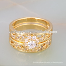 Garantia de qualidade dois em um anel dubai banhado a ouro jóias